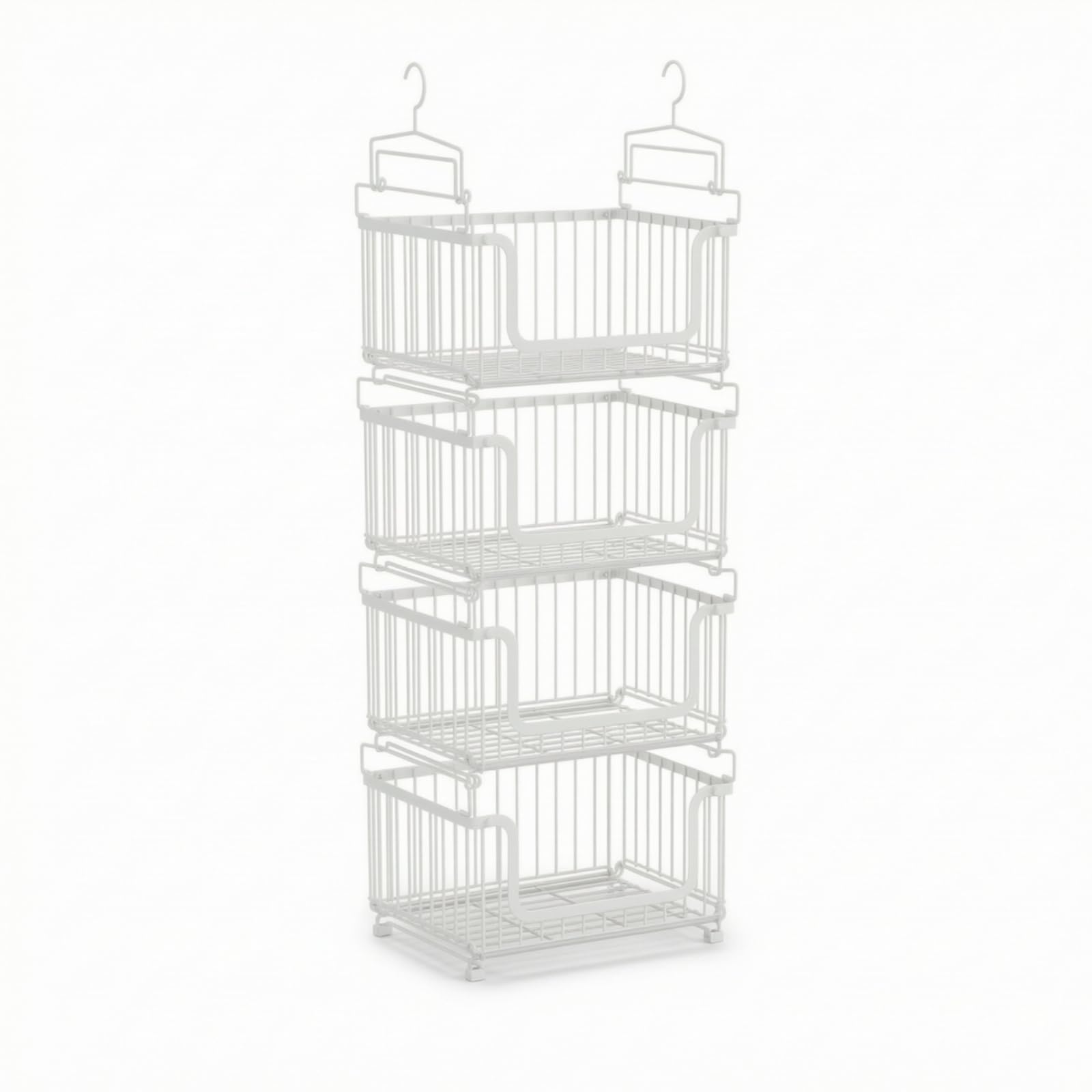 rockible Panier Suspendu En Métal Pratique Panier Cuisine Suspendu pour Placard, Blanc, Quatre Couches