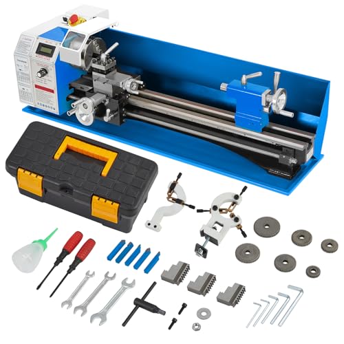 GarveeHome Mini Metal Lathe 9 in x30 in Benchtop, 1100W Variable Speed 2250RPM, Sturdy Iron Construction, Accurate 3-Jaw Chuck, Cnc Mini Lathe w/Tool Box Digital Display for Metal Turning