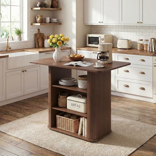 FUQARHY Kitchen Island with Storage, 3-Tier Farmhouse Small Counter Height