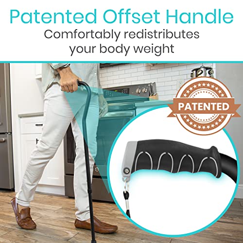 Walking Cane By Vive - Adjustable Cane For Men & Women - Sturdy Design Makes It The Ultimate Walking Aid - Slip-Proof Rubber Gives Staff Added Safety (Black) #TOP1