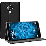PhoneNatic Kunst-Lederhülle kompatibel mit Huawei Mate 9 - Book-Hülle schwarz + 2 Schutzfolien