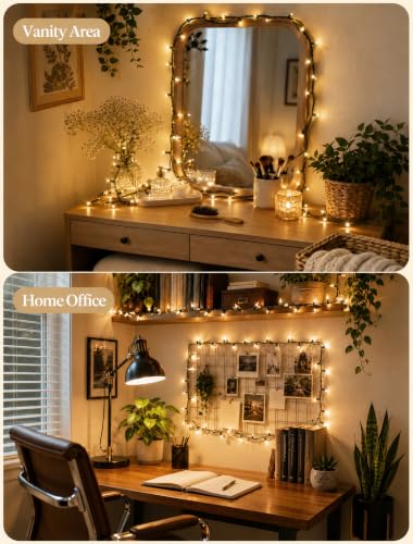 Hopolon Clear Christmas Lights Set 2 PACK 50 Count Green Wire Mini Lights | Total 26 FT 100 Count Incandescent String Light for Indoor Outdoor Christmas Tree Garland Birthday Wedding Decor, Warm White - image 7