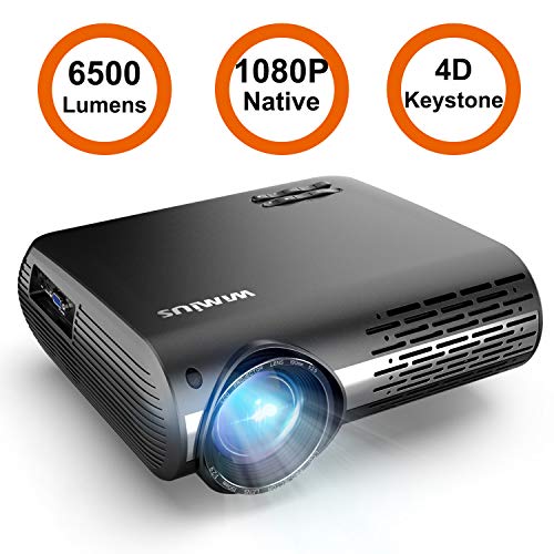 Projector, WiMiUS P20 Native 1080P LED Projector 6500 Lumen Video Projector Support 4K Video Zoom Function ±50°Digital Keystone Correction 70,000 Hrs for Home Entertainment & PPT Business Presentation