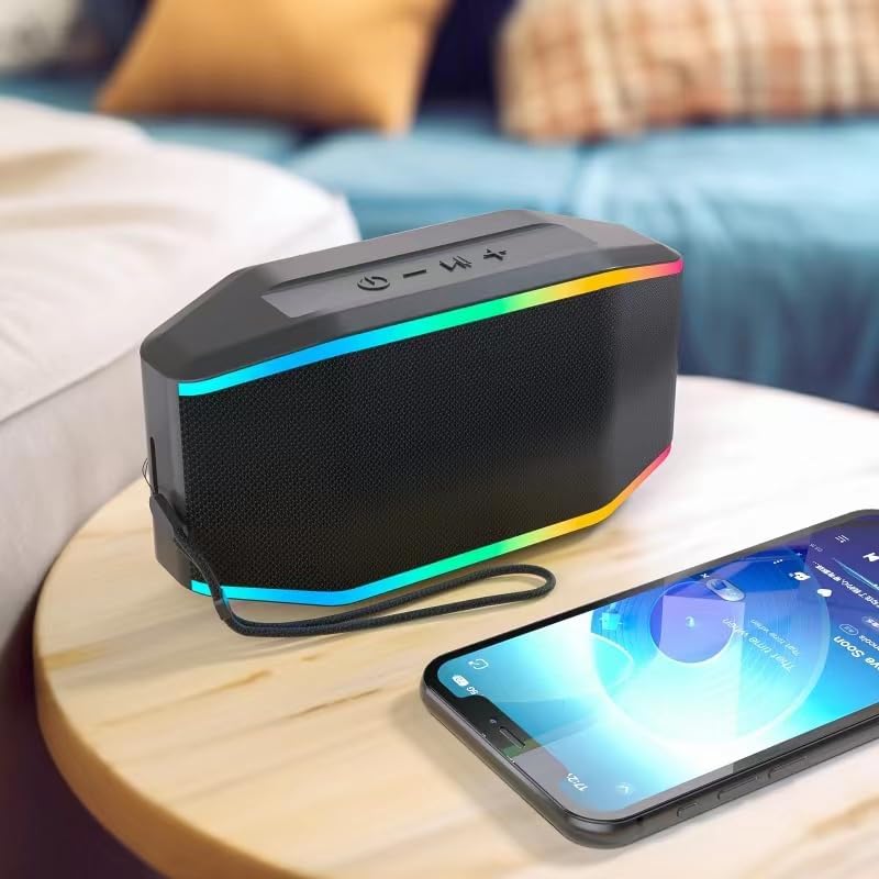 Miniatura 2 de PEICHENG Altavoz Bluetooth, altavoz inalámbrico portátil impermeable IPX7, altavoces Bluetooth con sonido estéreo fuerte con luz LED, altavoces TWS