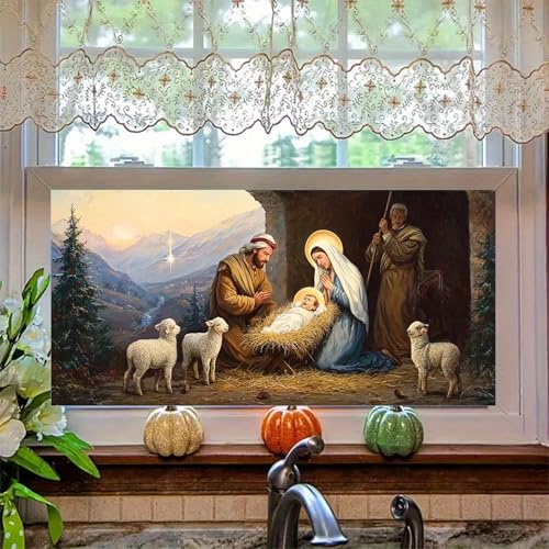 Vinilo decorativo ventana escena nacimiento 39.3x17.7 pulg miniatura 6