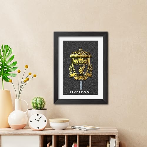 Image of TenorArts Liverpool Poster 3D Golden Leather Textured Logo Laminated Photo Frame Painting with Matt Finish Black Textures(12 inches x 9inches)