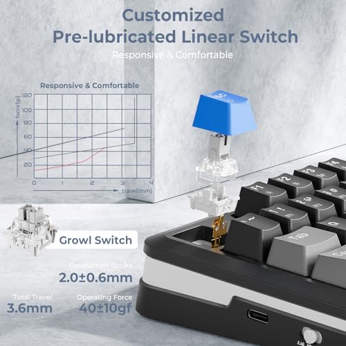 Image of Redragon K681 Wireless Mechanical Keyboard, Gasket Mounted RGB Gaming Keyboard with Volume Knob, MDA-Profile, Pre-Lubed Linear Switches, 81 Keys 75％ Tri-Mode Hot Swappable for PC /Xbox /Ps4 /5 (Blue)
