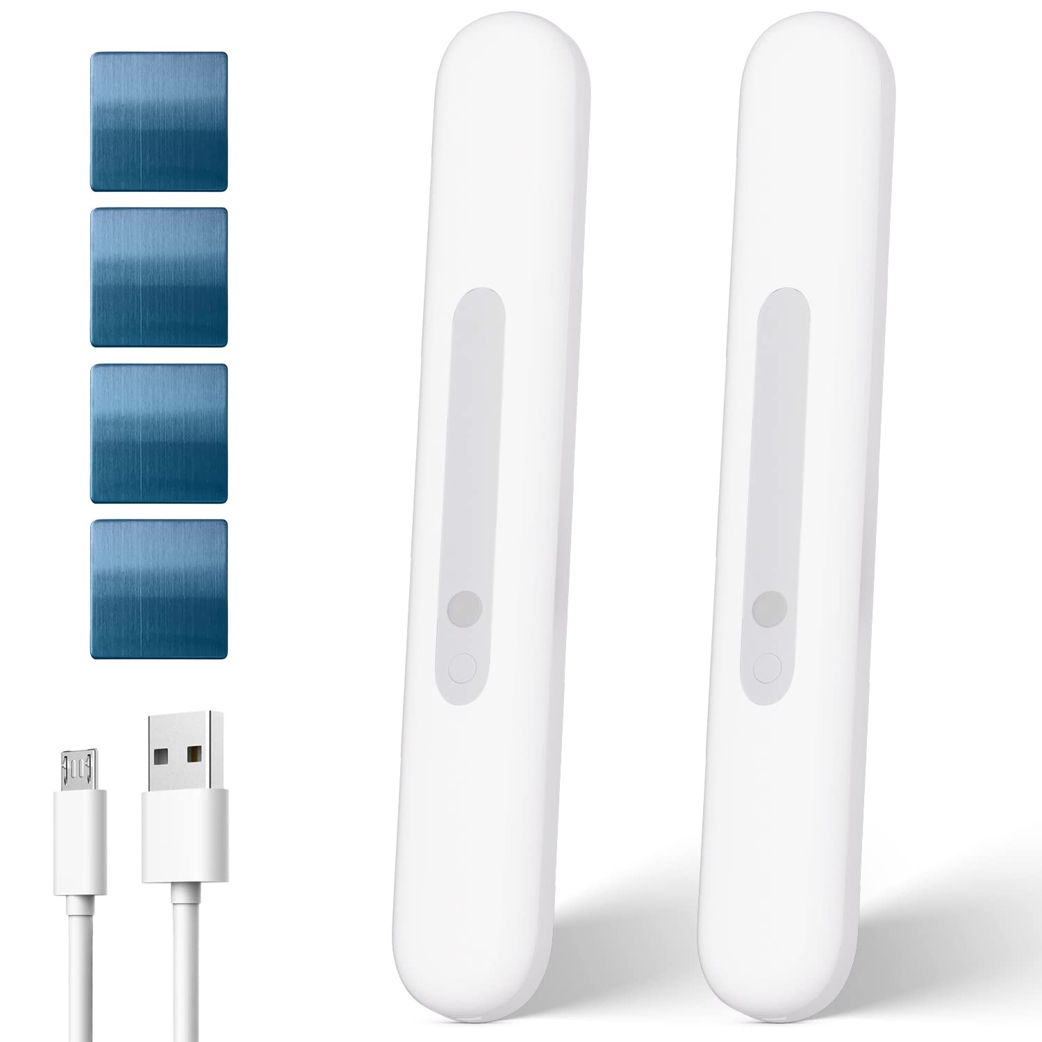 Motion Sensor Closet Light, CNSUNWAY 59-LED LED Cabinet Lighting, 6000K Brightness Dimmable USB Rechargeable Indoor Security Human Sensor Magnet Night Light, 2200mAh Large Capacity Battery(2Pack)