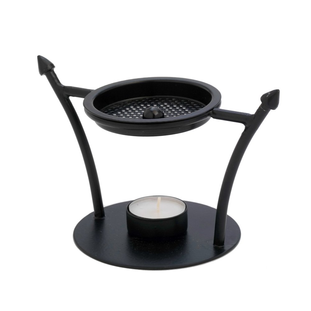 NKlaus Incense Burner Incense Stand Black with Strainer Brass Deco 7547