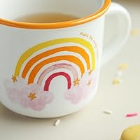 Vista 7 de TREEWOO Bonita Taza de Arcoíris de 12oz Buenos Días Taza de Cerámica con Asa Taza de Café Té Leche Agua Regalo para Hombres Mujeres Navidad