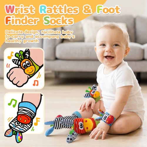 PHEZAPA Baby Toys 0-6 Months, Infant Rattle Socks, Wrist Hand & Foot Finder Socks Set,Soft Newborn Sensory Toys,Infant rattles for Babies 0 3 6 Months,Girl Boy Shower Gifts 6-12 Months - image 5