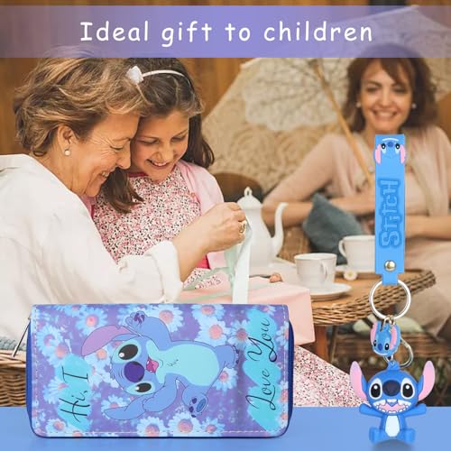 Stitch Wallets, Cartoon Purse Stitch Wallets for Kids Adult, Women's Wallet Stitch Coin Purse Gift, Anime Wallet Long Purse Leather Purse with Zipper, Stitch Gifts for Girls Women Boy (Style 12) - Image 7