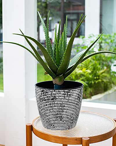 Flower Pots, Kotao Outdoor Indoor Garden Plant Pots With Drainage Holes, 10 Inch Decorative Optional Planters, Speckled Stripes, Set Of 2 #TOP4
