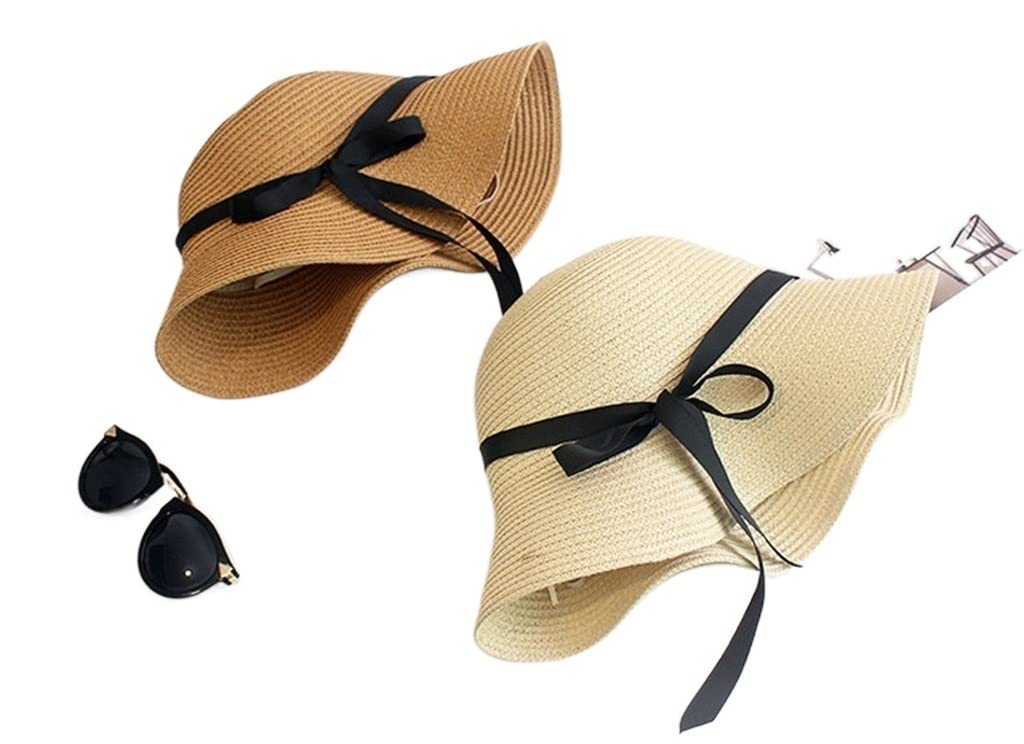LNNSHX Sommerhut für Damen, Strand, Sonnenhüte, Freizeit, Reise, Outdoor, Urlaub, Zubehör, UV-Schutz (Farbe: Weiß, Größe: 56–60 cm) (Beige 6 7/8)