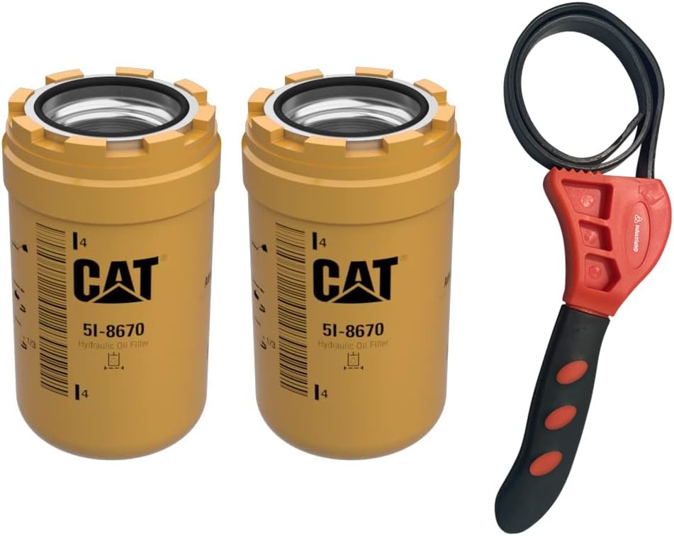 Caterpillar 5I-8670 Hydraulic Oil Filter Advanced High Efficiency w/IHD Strap Wrench Bundle (2)
