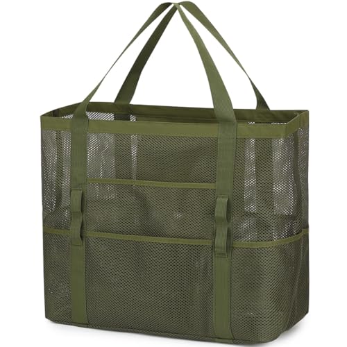 Image of Fammart Mesh Beach Bag for Women, Large Beach Toy Pool Bag with Zipper Pocket, SandProof Cruise Essentials 2026 Family Travel