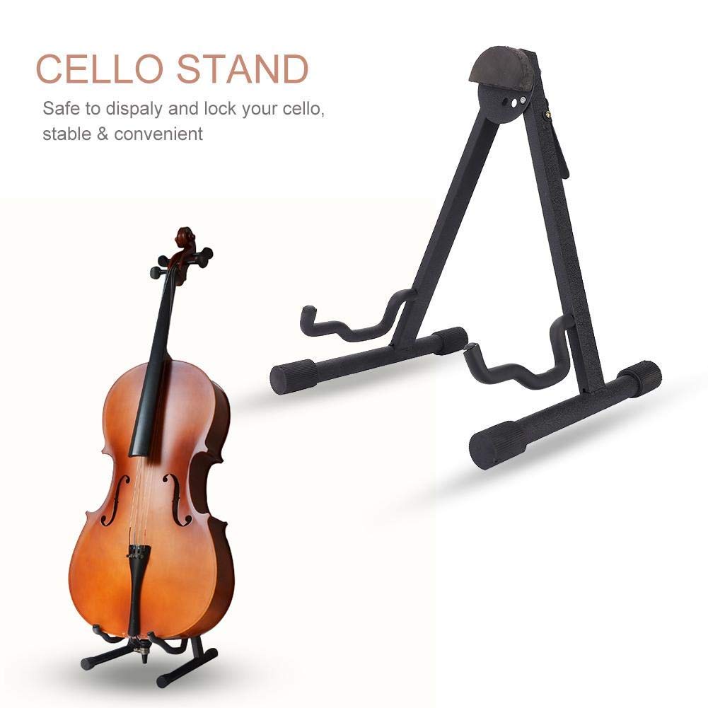 Supporto per Contrabbasso per Contrabbasso, Cornice Regolabile Portatile Pieghevole Antiscivolo per Violoncello Supporto per Strumento Musicale in Metallo, Nero