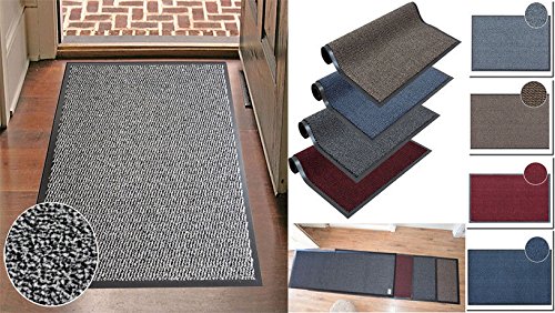 Large 80 x 140cm Non Slip Machine Washable Commodore Barrier Entrance Mats Kitchens Doors Dirt Trapper-Grey