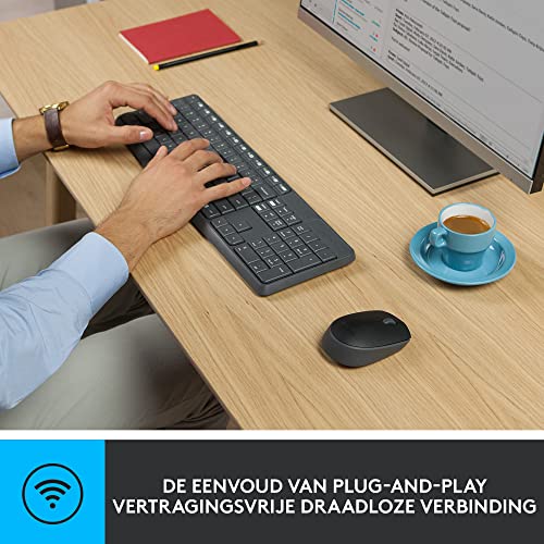 Logitech MK235 Draadloos Toetsenbord- en Muiscombinatie voor Windows, 2,4 GHz Wireless Unifying USB-Ontvanger, 15 FN-Toetsen, Lange Batterijduur, PC, Laptop, US Intl QWERTY indeling - Grijs - Afbeelding 5