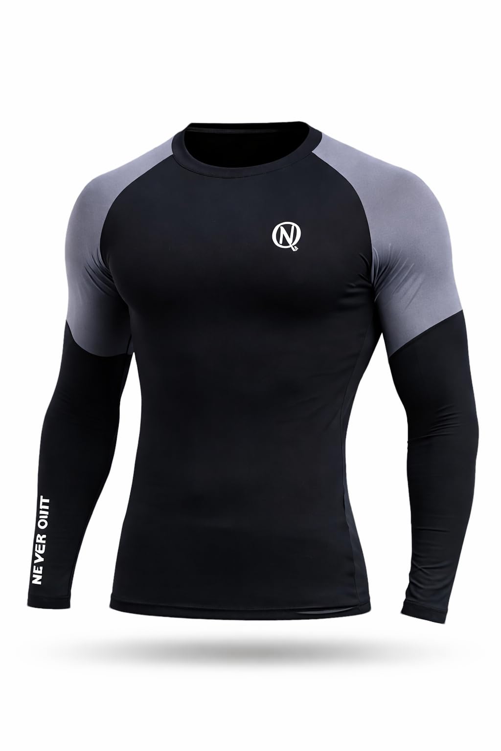 Full Sleeve Compression T-Shirt - Athletic Base Layer Tights for Fitness Grey/Black Gym Wear for Men (in, Alpha, L, Regular, Black/Grey)-image-18