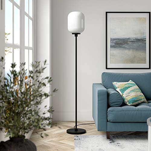 🔥 Hot Deals Henn&Hart Industrial Metal Floor Lamp with White Milk Glass Shade in Blackened Bronze