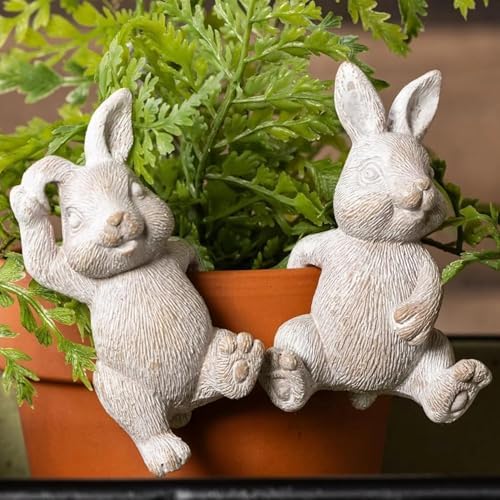 The Bridge Collection Bunny Plant Pot Hangers Set of 2, Styles Vary – Decorative Rabbit Pot Hanger Accents for Flower Pots – Indoor and Outdoor Planter Decor image 4