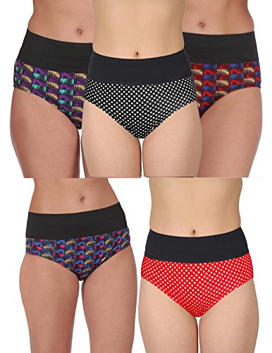 selfcare Womens 100% Pure Soft Cotton Sinker Tummy Control/Tummy Tucker Hipsters Panties with Soft High Waist Elastic Band -Pack of 5-picture-53