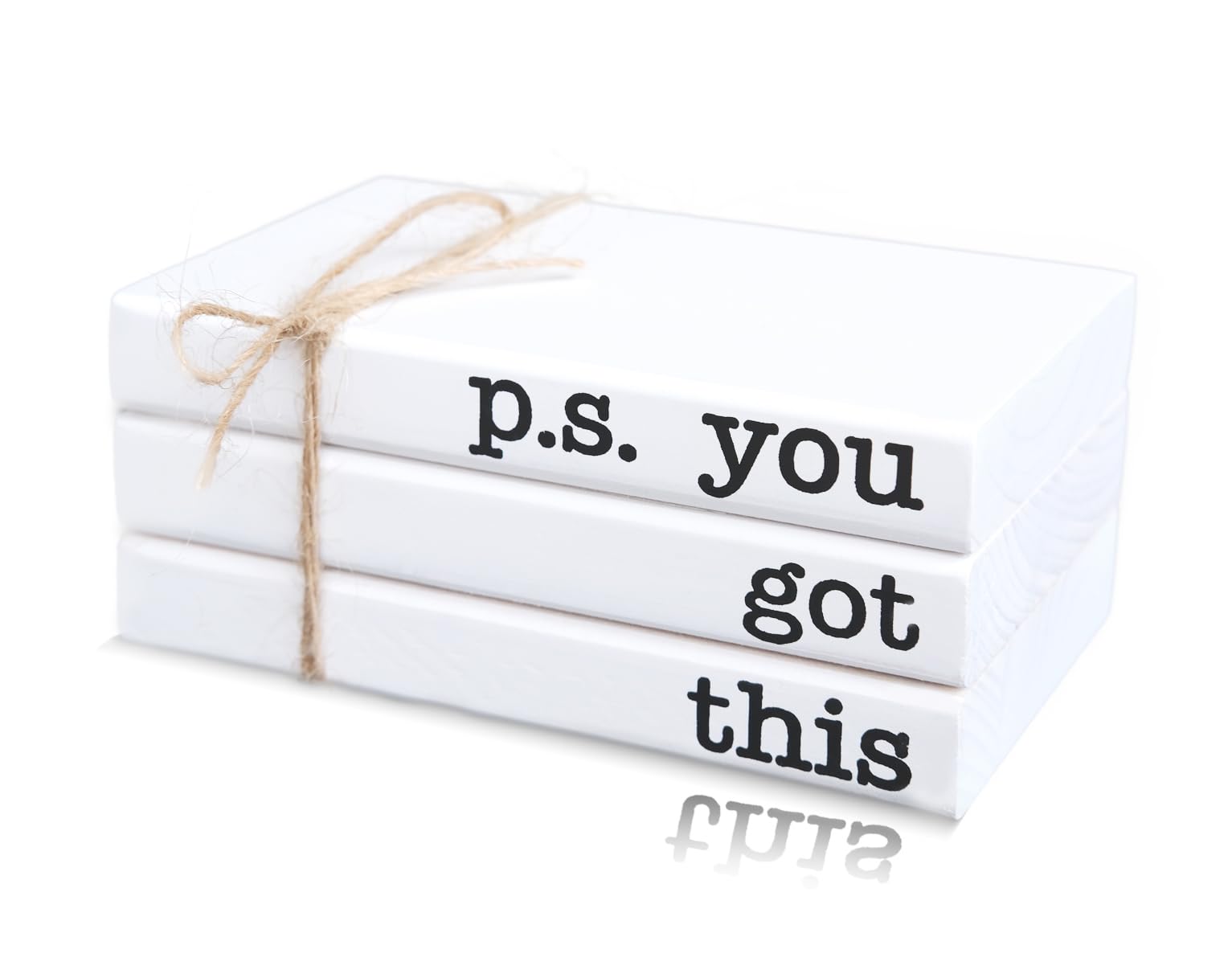 Cute Office Desk Decor, Inspirational Wooden Mini Faux Books for Decoration, Gifts for Women Kids - P.S. You Got This Sign