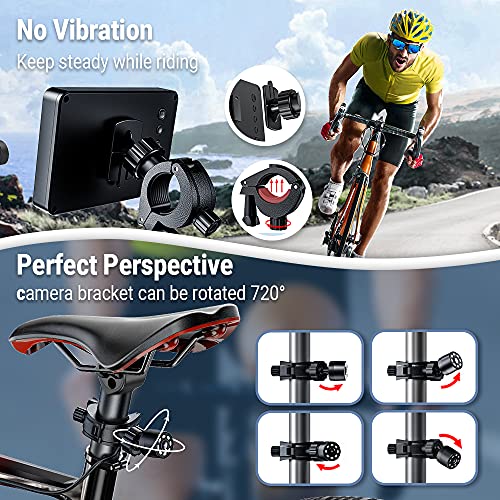 Feisike Handlebar Bike Mirror, Bicycle Rear View Camera With 4.3'' Hd Night Vision Function, 145° Wide Angle View, Adjustable Rotatable Bracket, Compatible With Bicycle, Mountain, Road Bike #TOP5