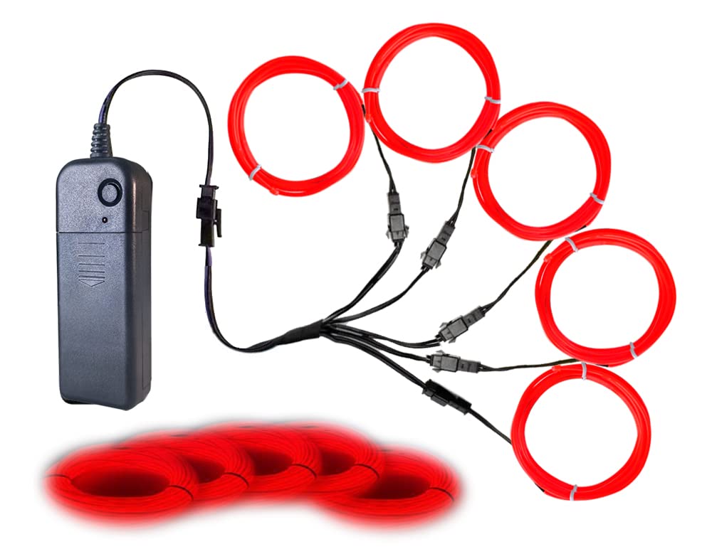 Neon Light 5-in-1 Meter Wire，Portable Battery Pack with Decorative Wire，Suitable for Birthday Parties，Thanksgiving and Other Occasions. (Red)