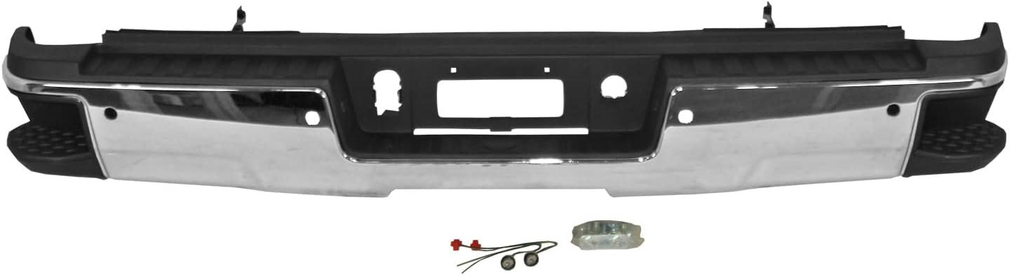 BUMPERS THAT DELIVER - Chrome, Steel Rear Step Bumper Assembly Compatible with 2015-2019 Chevy Silverado GMC Sierra 2500 3500 HD w/Park Assist 15-19, GM1103183