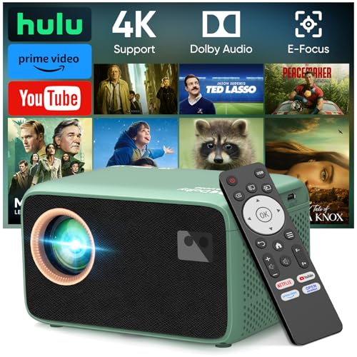 【Electric Focus】4K Projector with WiFi and Bluetooth, TMY Portable Projector with Zoom Function, Movie Projector for Phone/TV Stick/HDMI/USB/Laptop/DVD/PS5, Mini Projector for Bedroom or Outdoor