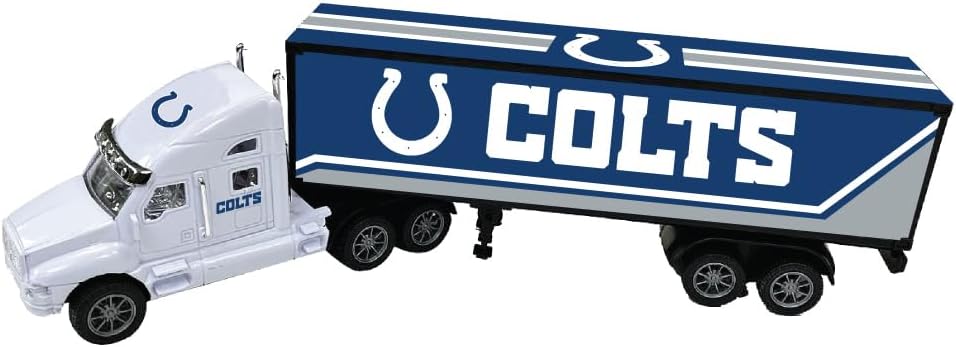 Denco Indianapolis Colts Semi Truck and Trailer Toy – 1:20 Scale, Push & Go Friction Powered | Official NFL Licensed Logo Semi Truck for Kids & Fans