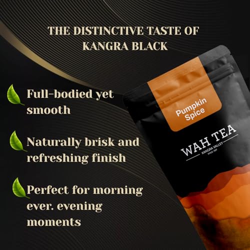 Image of Wah Tea Long Leaves | 100% Natural Anti-Oxidants | Flavourful & Aromatic | Aroma of Kangra Valley | 100g (Pumpkin Spice)