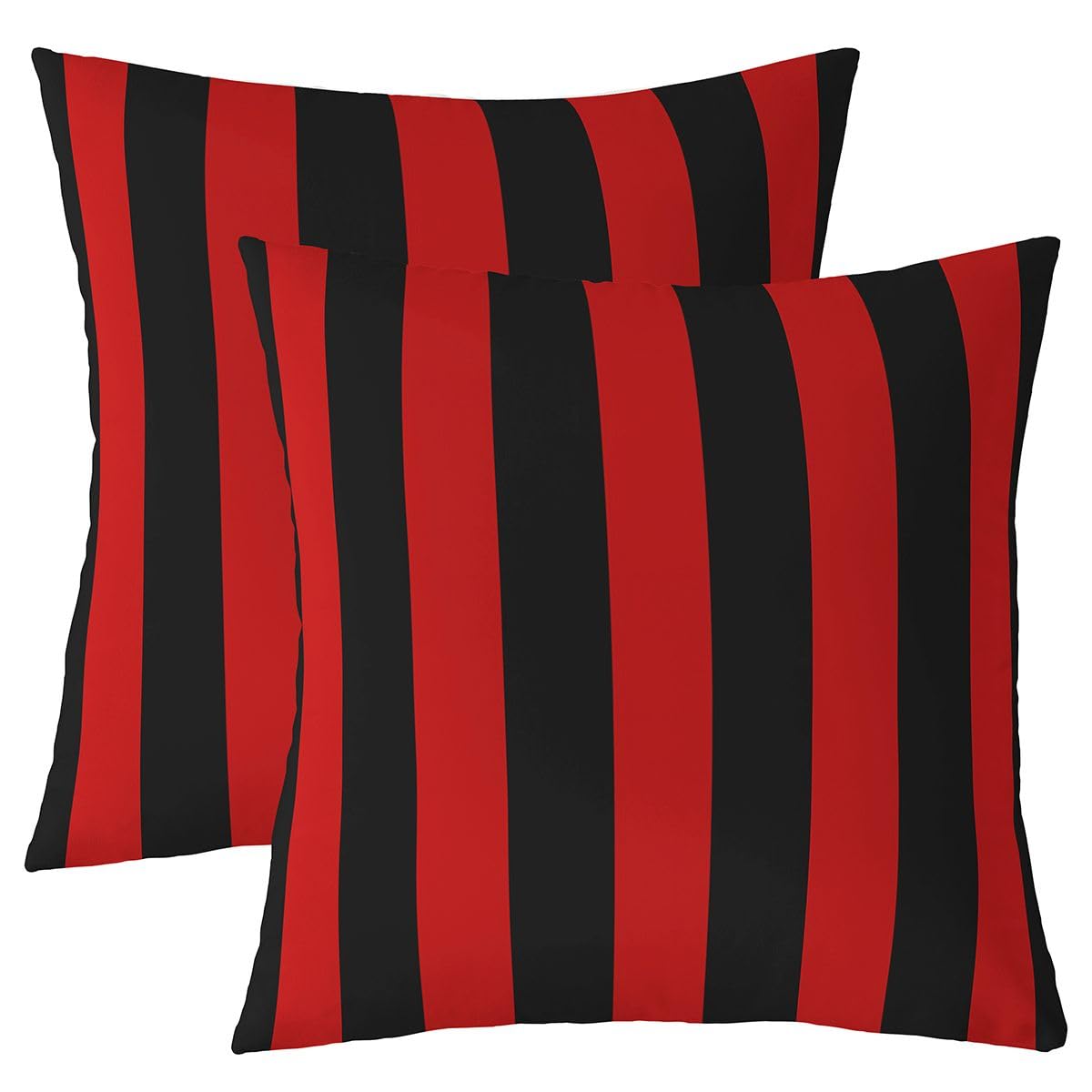 Homewish Black Red Striped Decorative Cushion Covers 40 x 40 cm Set of 2 — image 1