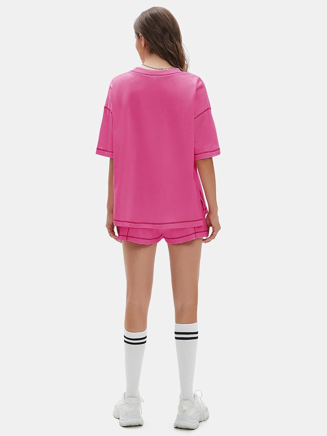 EXLURA Women's Casual Summer 2 Piece Sets 100% Cotton Short Sleeve Tshirt and Shorts Matching Sweatsuits Lounge Set 2026 - Image 5