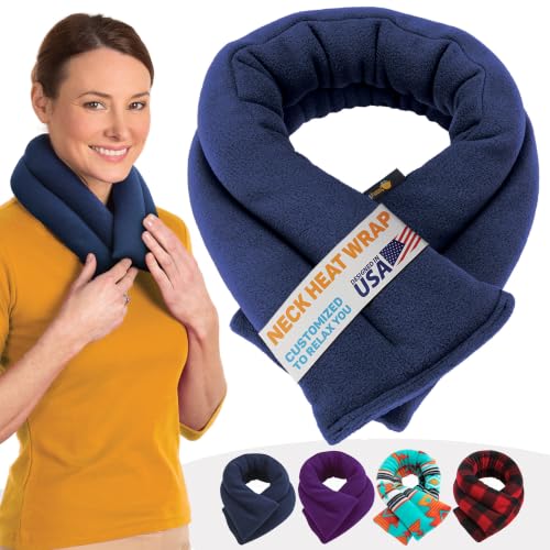 SunnyBay Microwave Heating Pad for Neck and Shoulders, 2.2 lbs 26 inch Long Versatile Microwavable Neck Wrap Warmer or Cool Pack, Hot or Cold Therapy to Relax Sore Muscles (Blue)