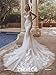 Zeeyecie Ivory Spaghetti Strap Wedding Dresses for Brides Tulle Lace Applique Glitter Mermaid Ruched Pleated 3D Flower Floral Bridal Gowns with Train US6