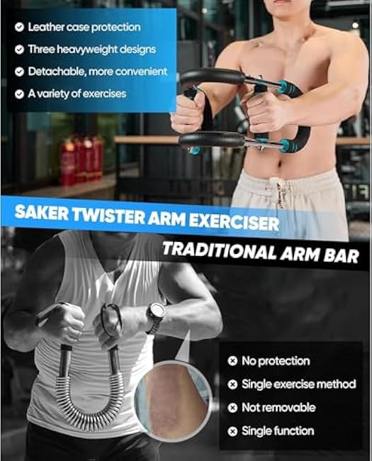 LYKAN Twister Arm Trainer, 40-100lb Adjustable Chest Workout Equipment, Arm Trainer, Twister Arm Trainer, Portable Power Twister Bar, Detachable Design Fitness Anywhere