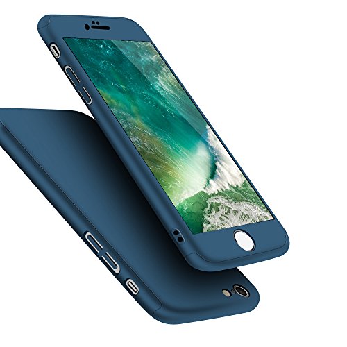 iPhone 6s / 6 Case, Jaorty 360 Full Body Protection Ultra Thin and Slim Hard Case Coated Non Slip Matte Surface with Tempered Glass Screen Protector for Apple iPhone 6s / 6 (4.7 inch) - Blue