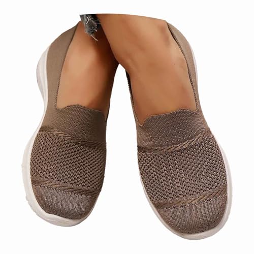 Sunnyuk Schecker Mujer Mocasines Ortopédicas, Ligero Como Una Pluma Material Ultraligero, Sin Carga Al Caminar Antideslizantes Para Verano Bambas Ligeras Marrone