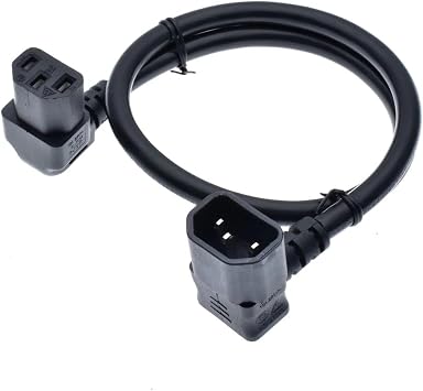Toptekits IEC C14 to C13 Short Power Cord Plug,Double Elbow Plug 90-Degree Down Angle IEC C13 to C14 Power Cord PC,Computer Power Cable Replacement,C13 C14 Cable,18AWG,2ft/0.6m