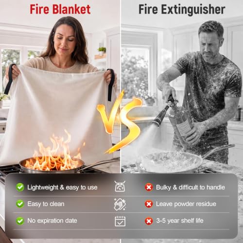 Image of Fire Blanket Emergency for Kitchen - Fire Extinguisher for Home - 2 Pack