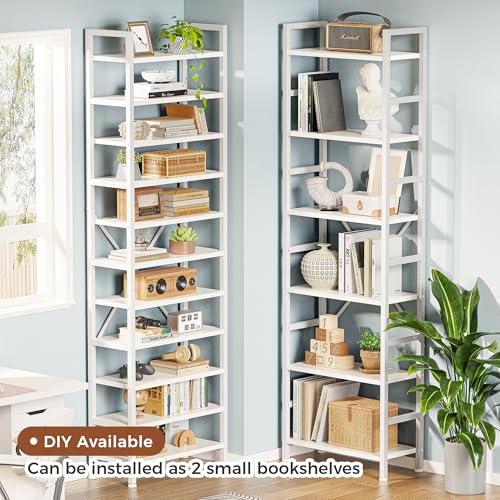 Image of SUPERJARE Triple Bookshelf, Bookcase with 17 Open Display Shelves, Wide Book Shelf Book Case for Home & Office, 6 Tier, White