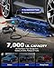 Orion Motor Tech Portable Car Lift with 7000lb Capacity, Adjustable Car Jack with 26.8 in Max Height for Sedan Pickup Truck SUV, Heavy-Duty 4 Post Portable Lift for Car with Auto Lock Extension Plates