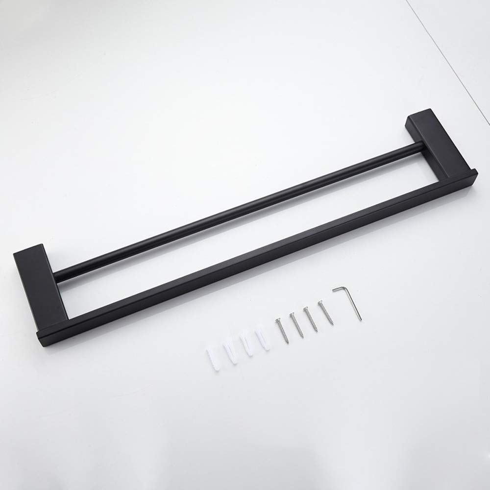Genérico Toallero Estante de baño Toallero Toallero con Dos Barras Acero Inoxidable Negro Toallero Montado en la Pared Inoxidable Estantes de baño Baño extendido Toallero de Doble Barra B