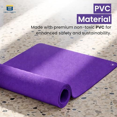 Image of Btag Premium PVC Yoga Mat for Women & Men | Anti-Slip Exercise & Gym Mat for Home Workouts | Lightweight & Durable | 6 mm (Purple)