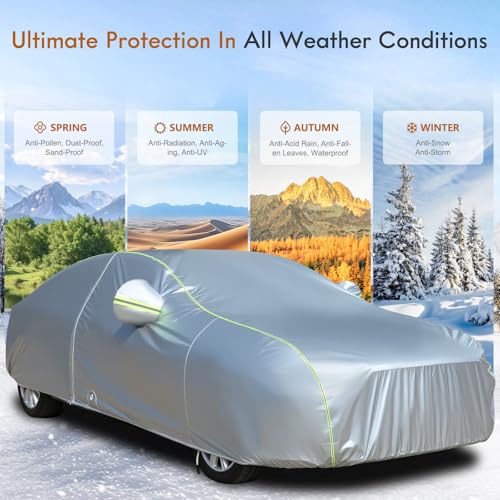 Image of Tecoom Car Cover for Automobiles Waterproof, Windproof Sun Rain Snow Protection Fit for Tesla Model 3 Toyota Corolla 2000-2023 Honda Civic 1991-2023, Kia Stinger /Forte, Full Covers Sedan 191-200 inch