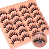 False Eyelashes Wispy Lashes 5D Volume Fake Eyelashes Natural Look 12 Pairs Faux Mink Lashes Fluffy Strip Lashes 16mm Eye Lashes by TOOCHUNAG