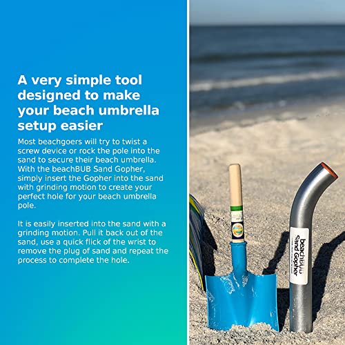 Beachbub Sand Gopher - Aluminum Sand Digger Tool - Make Firm Compact 15'' Holes For Beach Umbrella, Sand Anchor Or Base, Beach Umbrella Accessories, Alternative To Beach Umbrella Drill Or Sand Auger thumb #2
